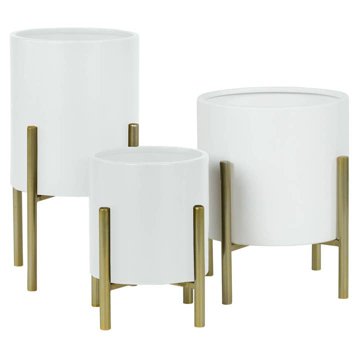 Brevyn Mid-Century Planters (Set of 3) for wholesale by Aspire Home Accents