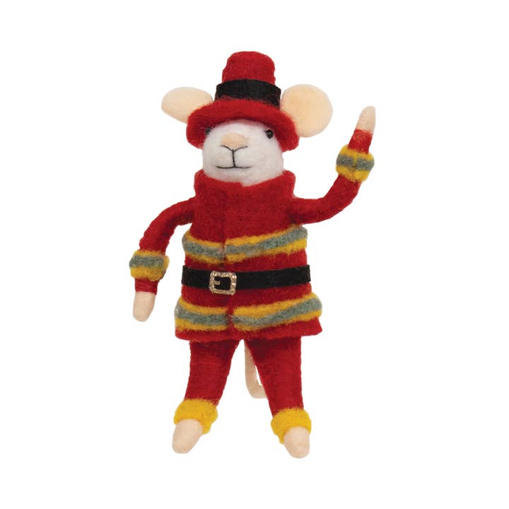 Fireman Mouse Felted Ornament for wholesale by Bright Ideas