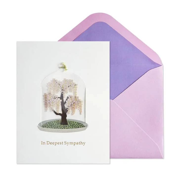 Wisteria Tree in Cloche Sympathy Card for wholesale by NIQUEA.D