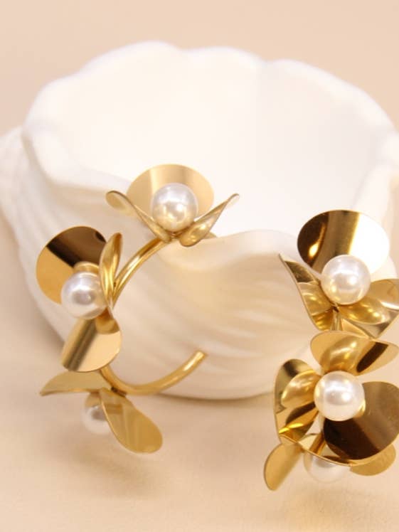 Stainless Steel Flower Hoop Earrings for wholesale by BELLISSIMA BIJOUX