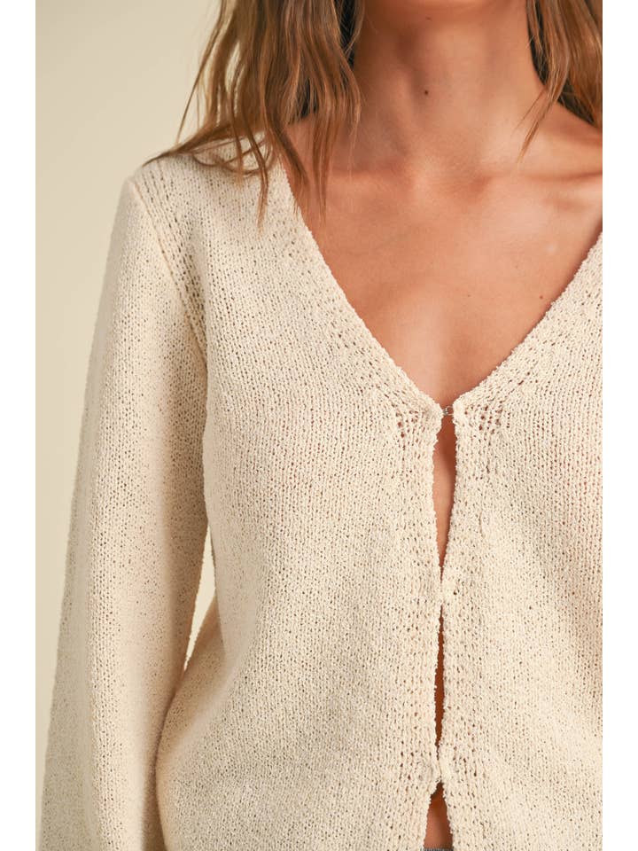 MIOU MUSE - Wholesale Cardigan - Women's - J3978 LIGHT WEIGHT L/S KNIT CARDIGAN