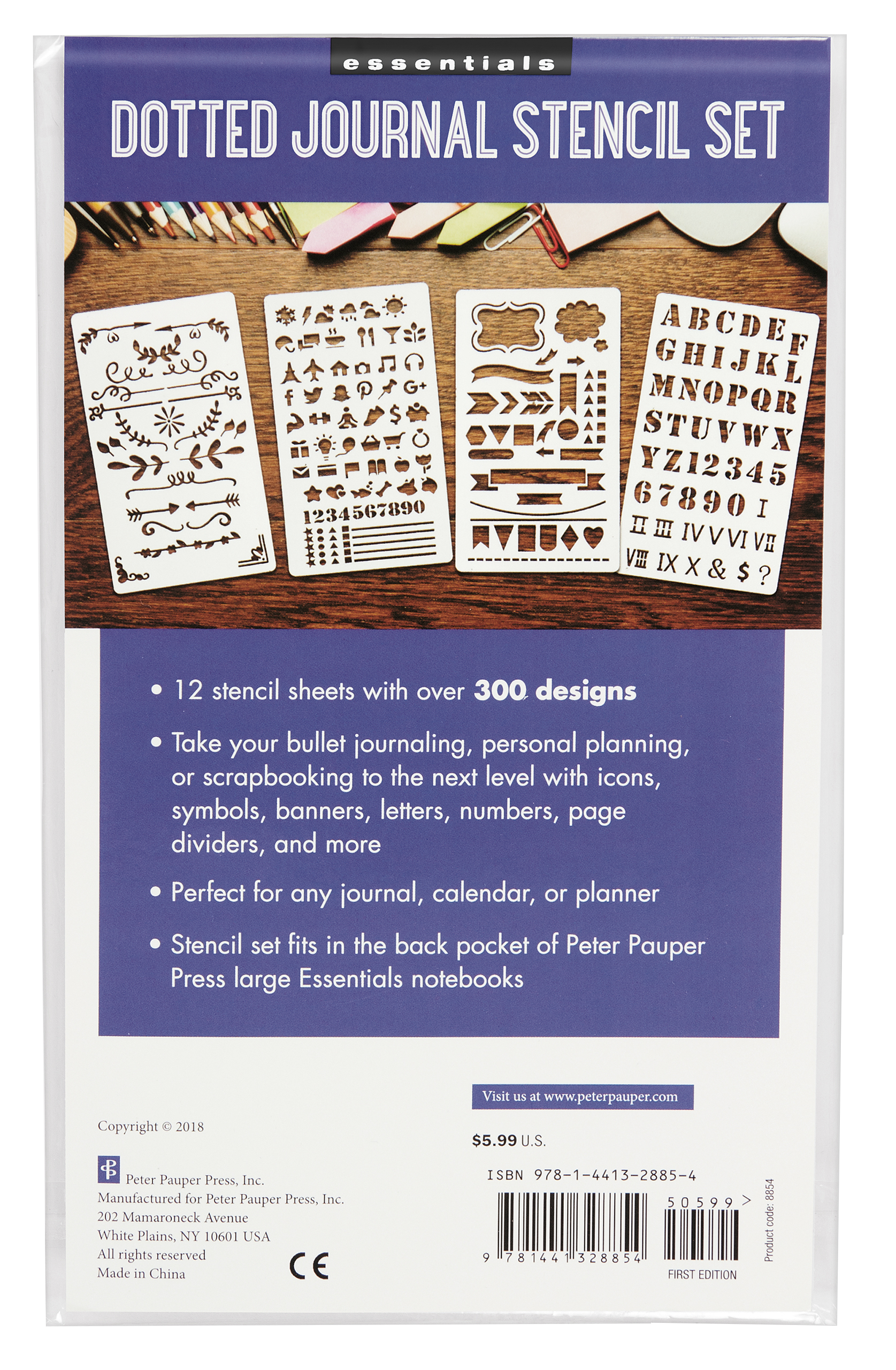Peter Pauper Press - Wholesale Stencil/Craft Die - Essentials Dotted Journal Stencil Set15