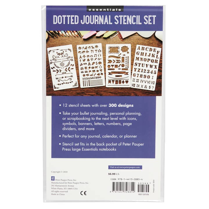 Peter Pauper Press - Wholesale Stencil/Craft Die - Essentials Dotted Journal Stencil Set15
