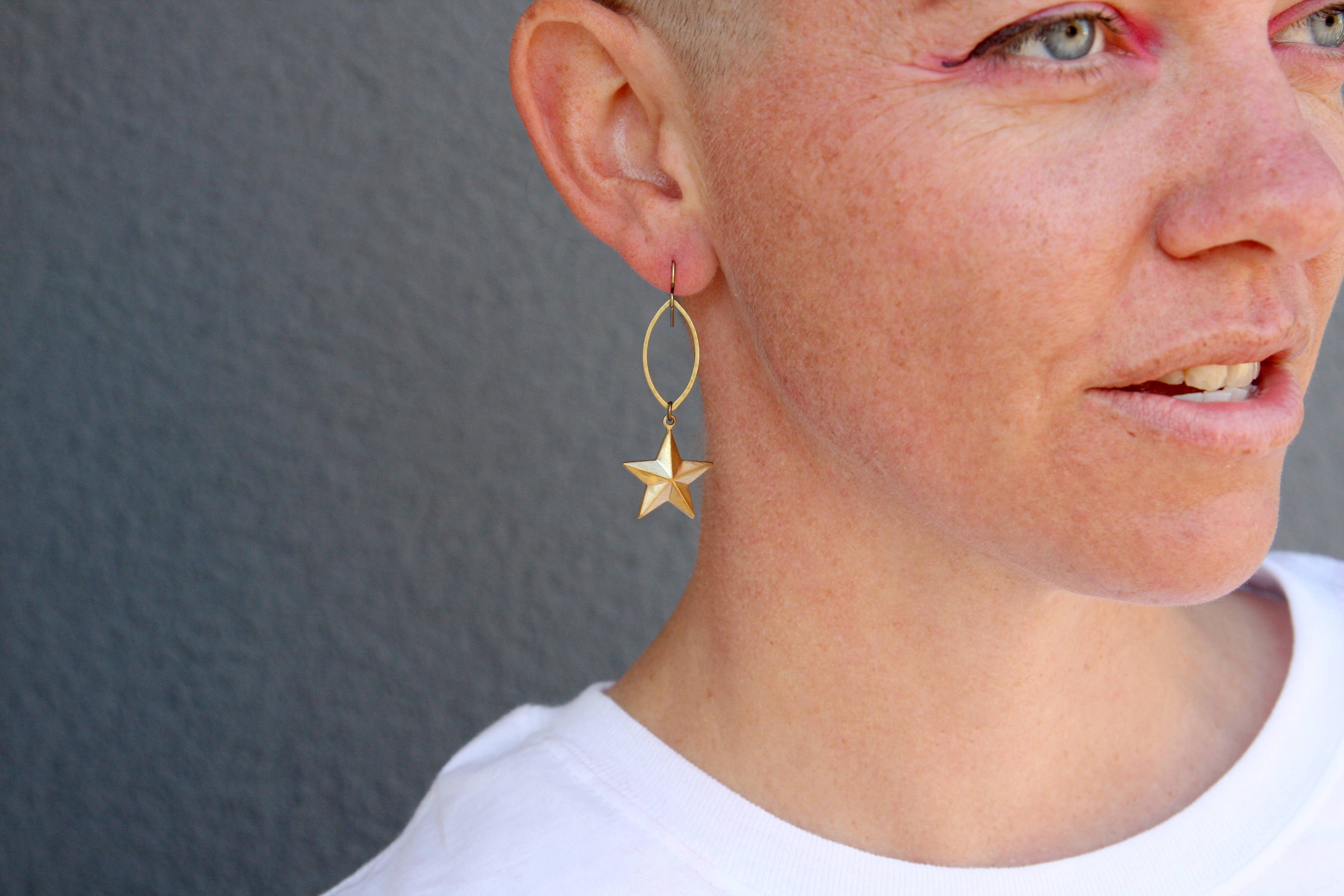 daniAWESOME - Wholesale Dangle Earrings - Brass Star and Moon Drop Earrings1