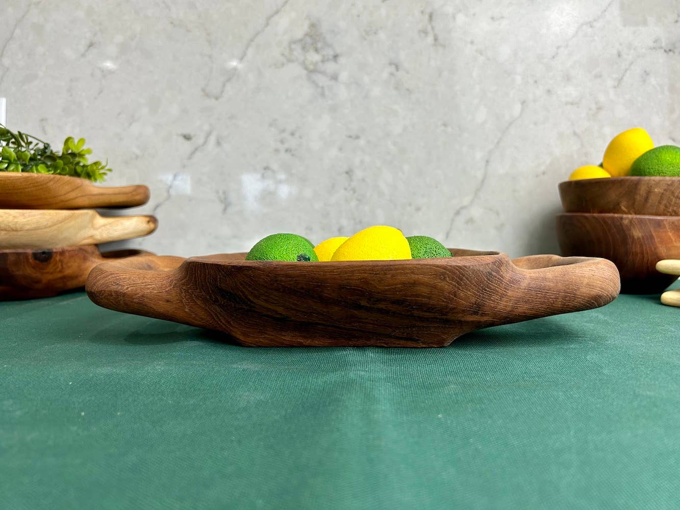 Tuckahoe Hardwoods – Engroshandel Pyntebakke – Rustikt teaktræsfad med håndtag - lille2