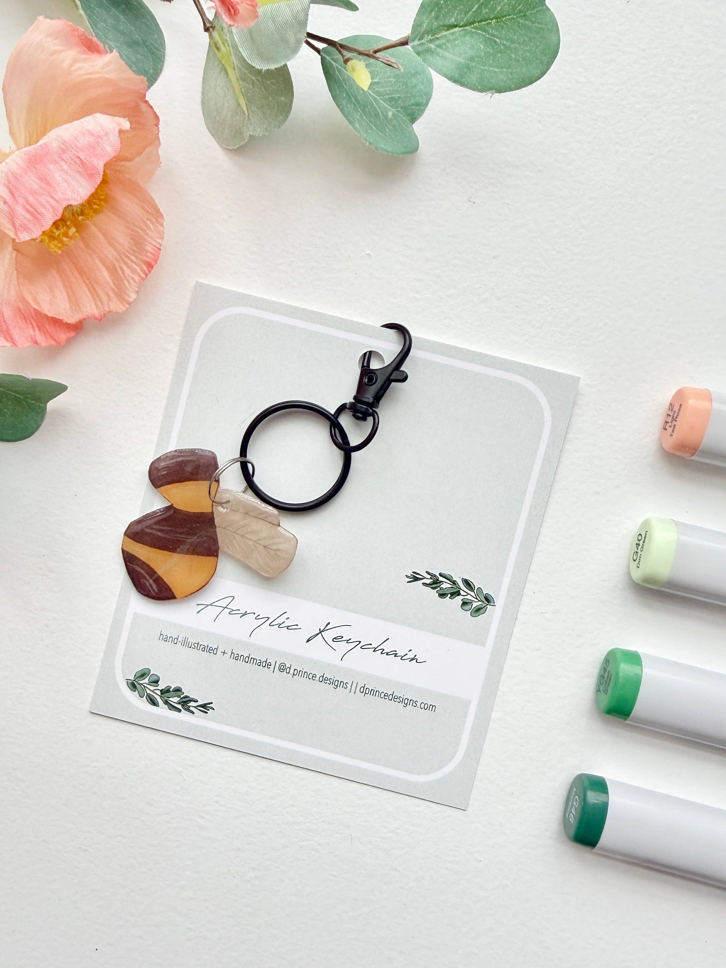 D. Prince Designs - Wholesale Keychain - Women's - Hand-Illustrated Bumblebee | Handmade Acrylic + Resin Keychain1