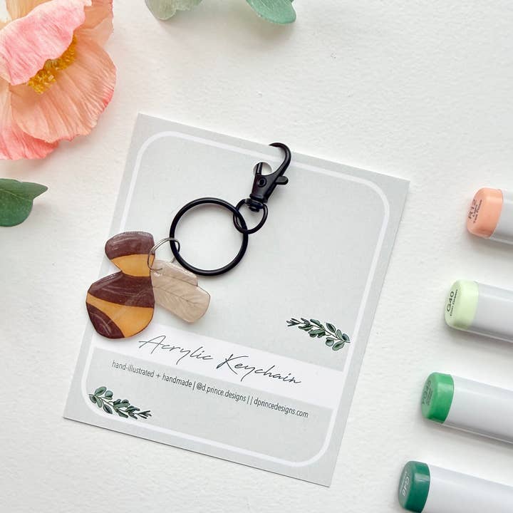 D. Prince Designs - Wholesale Keychain - Women's - Hand-Illustrated Bumblebee | Handmade Acrylic + Resin Keychain1