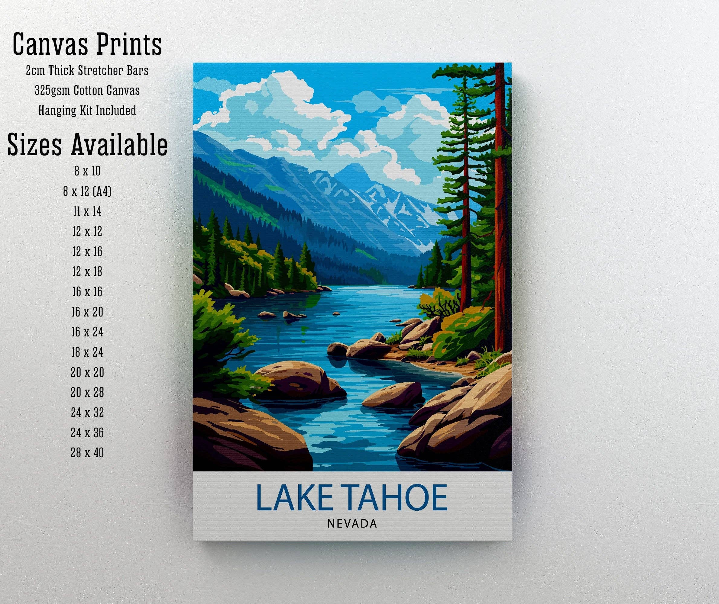 InkNPrintz – wholesale Art print – Lake Tahoe California Travel Poster Lake Tahoe1