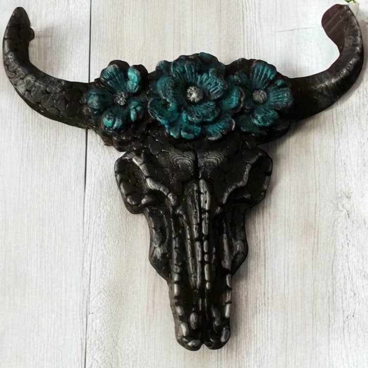 Steer with turquoise flowers freshie for wholesale by LAChic81 Designs