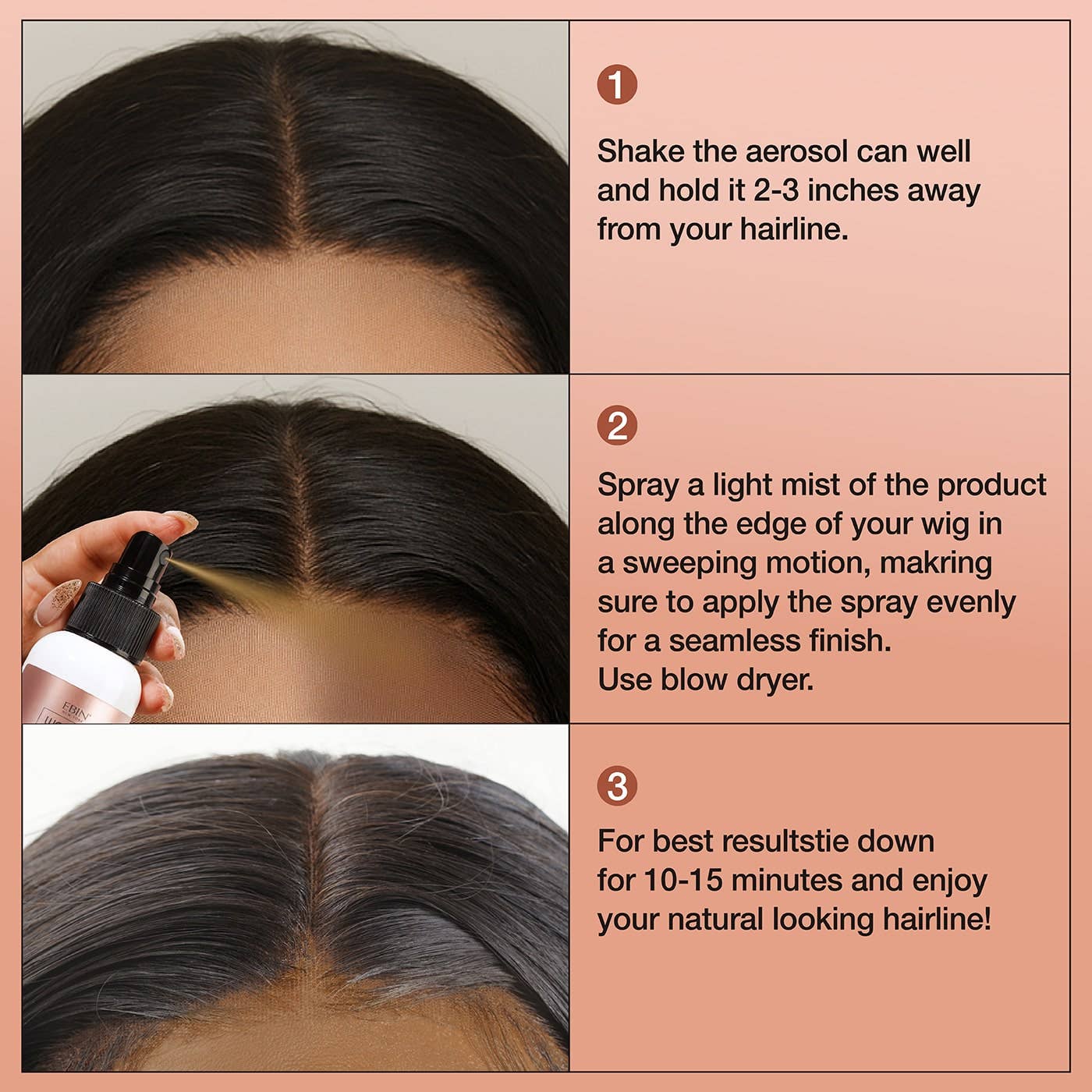 EBIN NEW YORK - Wholesale Hair Spray - Wonder Lace Bond GLUELESS - Tinted Lace Melt Spray8