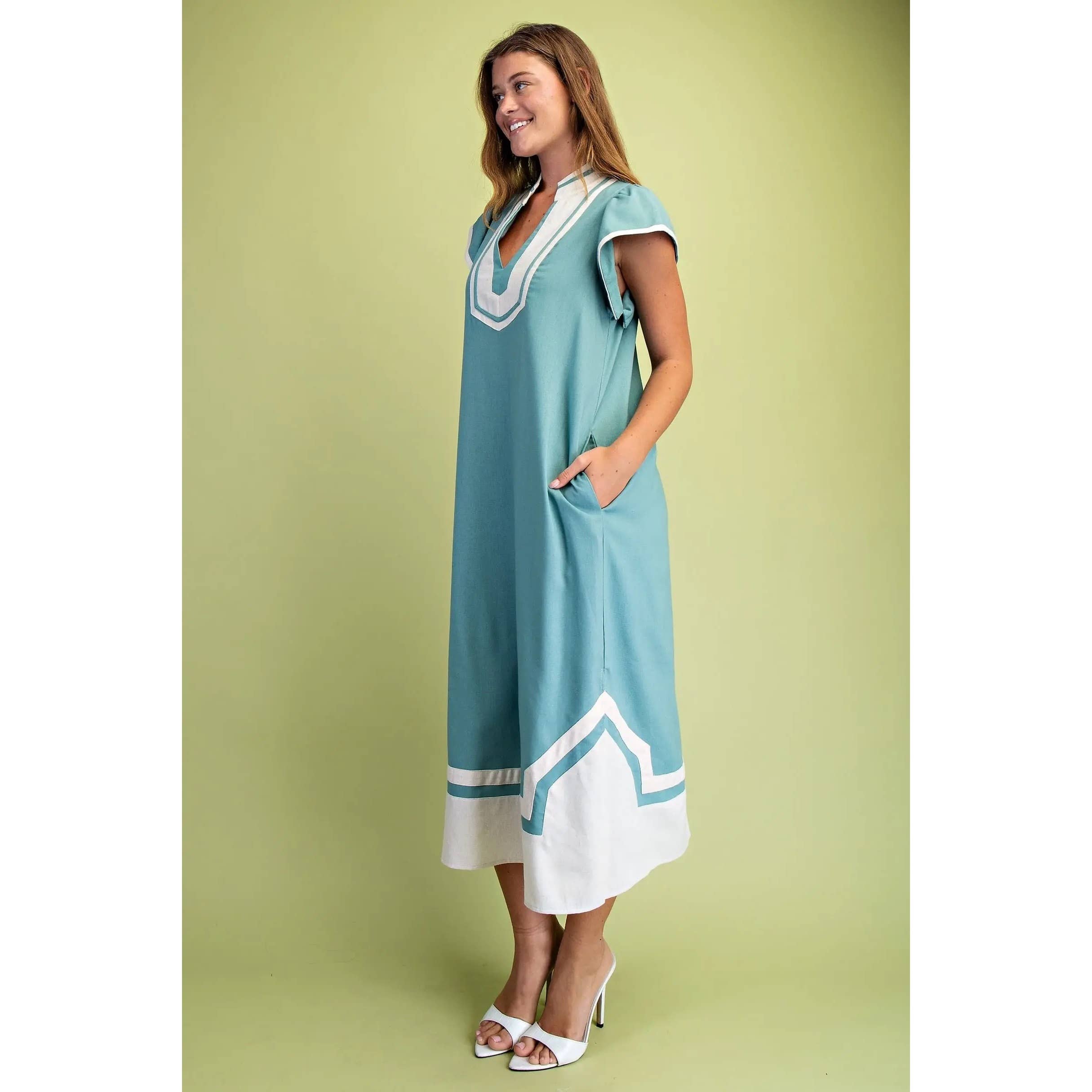 STYLE USA - Wholesale Dress - Women's - NEW V-Neck Midi Dress14