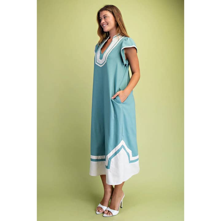 STYLE USA - Wholesale Dress - Women's - NEW V-Neck Midi Dress14