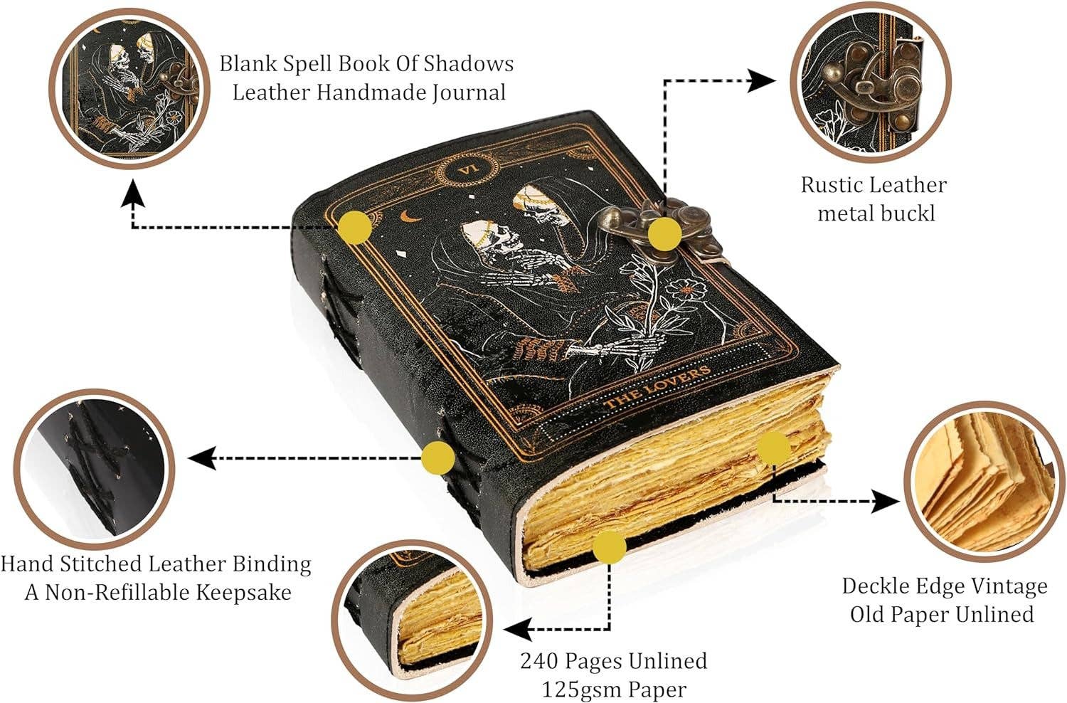 Tuzech Leather – wholesale Journal och dagbok – TUZECH läderklätt anteckningsbok med grimoirestil och ojämna kanter för män och kvinnor24