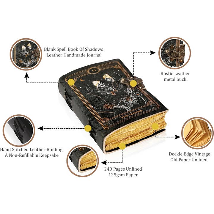 Tuzech Leather – wholesale Journal och dagbok – TUZECH läderklätt anteckningsbok med grimoirestil och ojämna kanter för män och kvinnor24