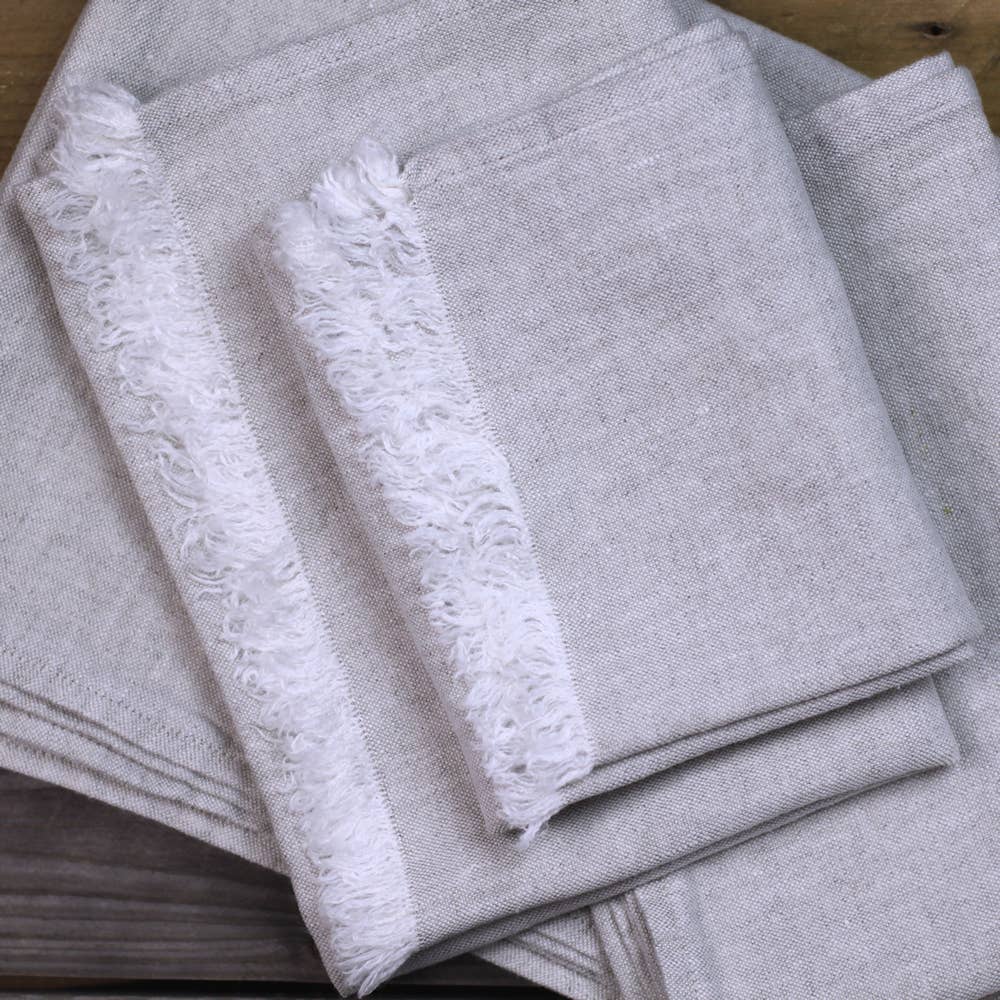LinenCasa - Wholesale Hand Towel - Linen Guest Towel – Stonewashed –Light Natural w Frayed Edge6