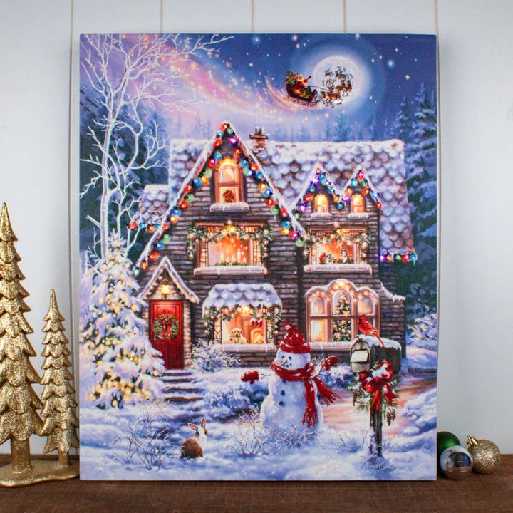 Christmas House 16x20 Fiber Optic Canvas for wholesale by Glow Decor