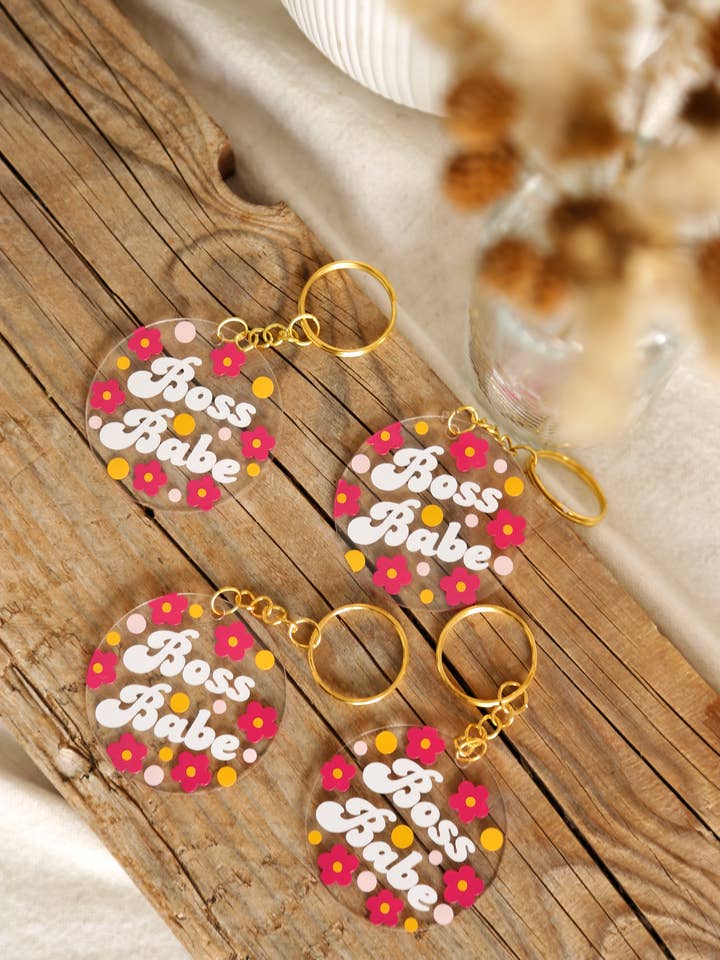 "Boss Babe" Acrylic Keychain for wholesale by The Frenchie Knot