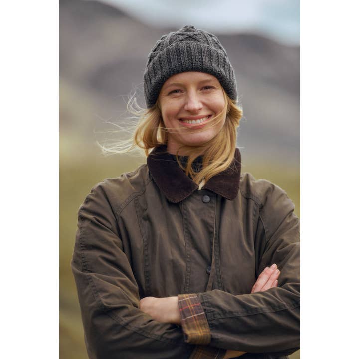 Aran Woollen Mills - Wholesale Beanie - Women's - Mulranny Aran Diamond Stitch Hat - Grey2