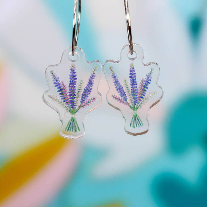 Floral Bouquet of Lupines Wildflowers Earrings for wholesale by Paper Pattern Silk