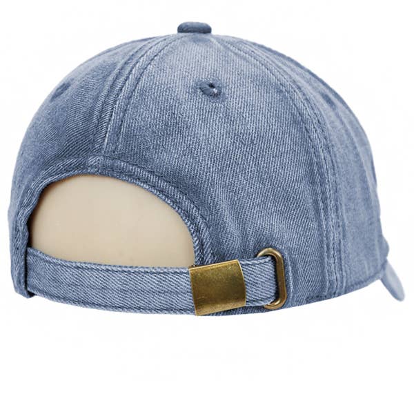 Cap Zone - Wholesale Baseball Cap - Unisex - American Flag Rhinestone Patch Washed Denim Baseball Cap20