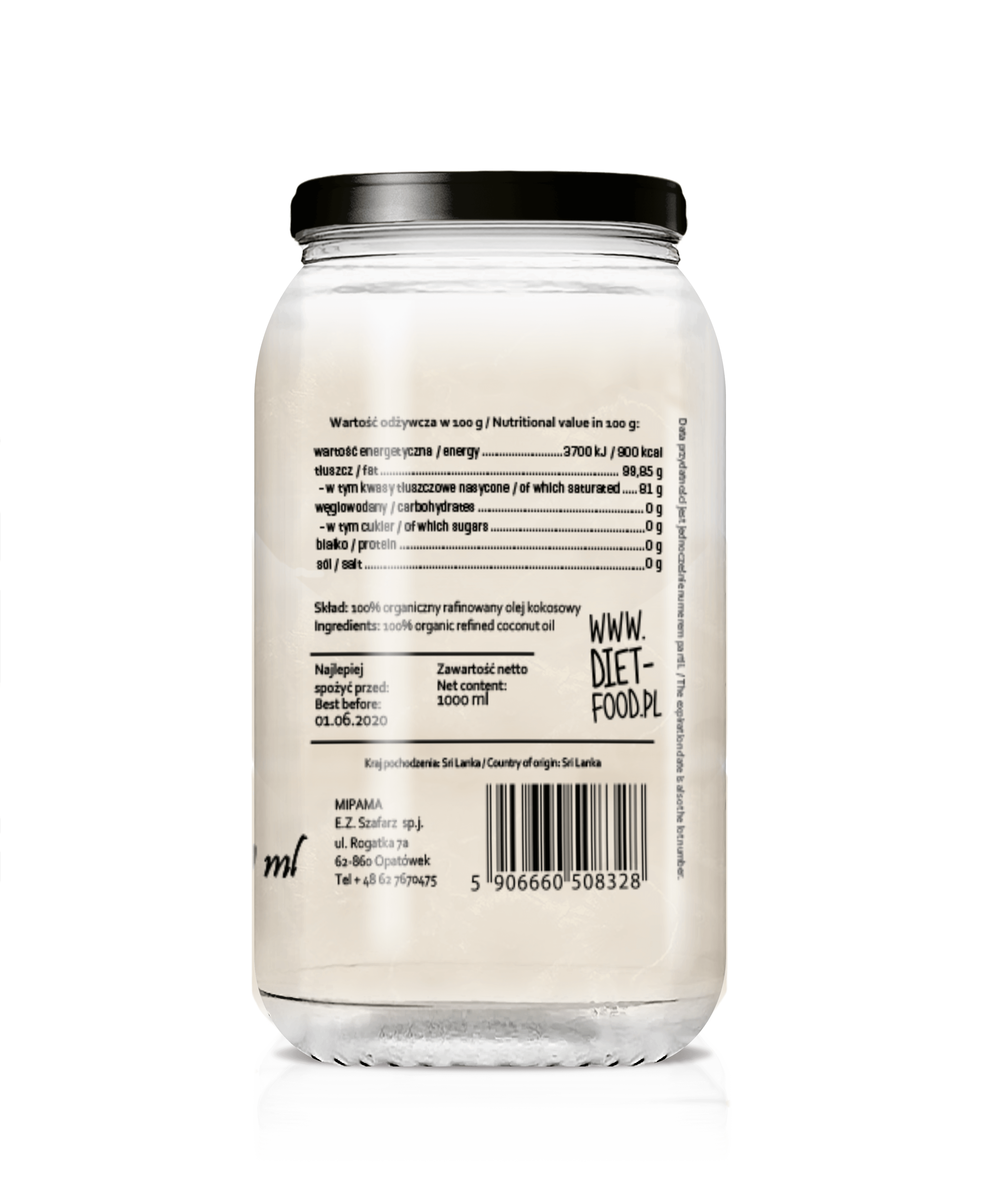 Diet Food - Venta al por mayor Aceite de cocina - Aceite de coco refinado orgánico 1000 ml2