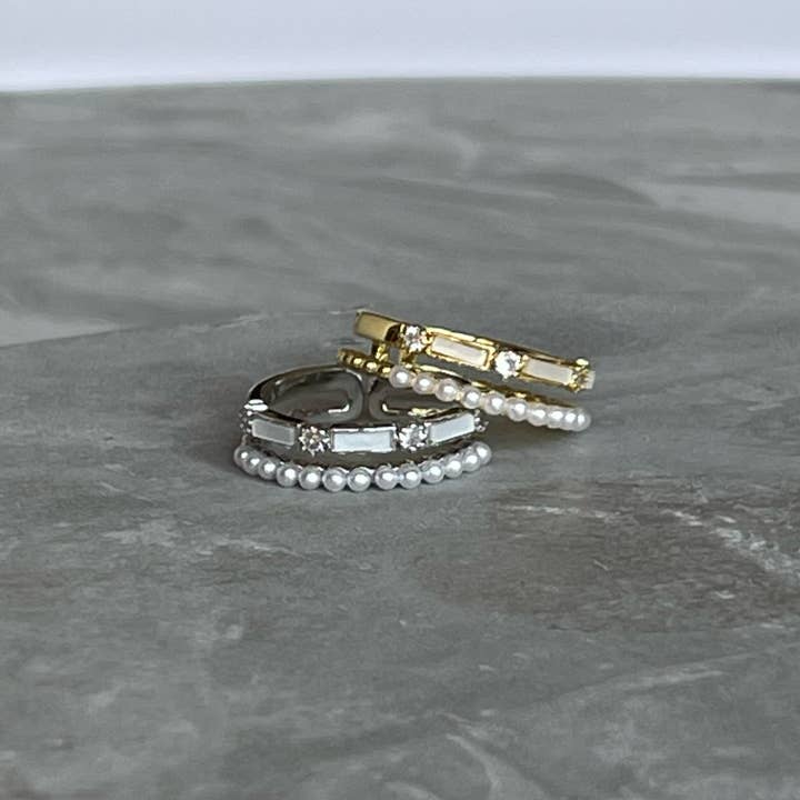 Loli - Wholesale Multi-stone ring - Minimal Modern Sparkling Gemstone Adjustable Ring, Sleek1