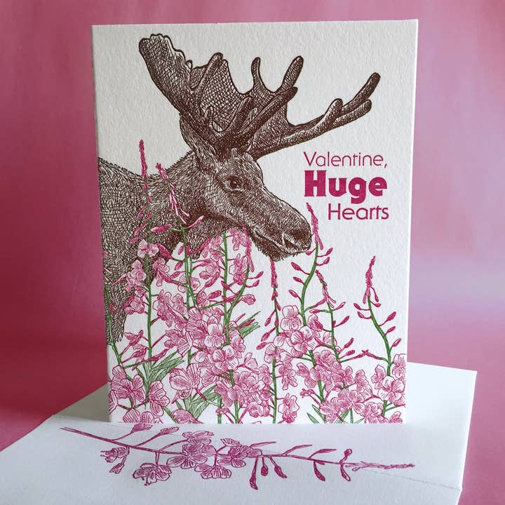 Painted Tongue Press - Wholesale Valentine's Day Card - Fireweed Valentine Card