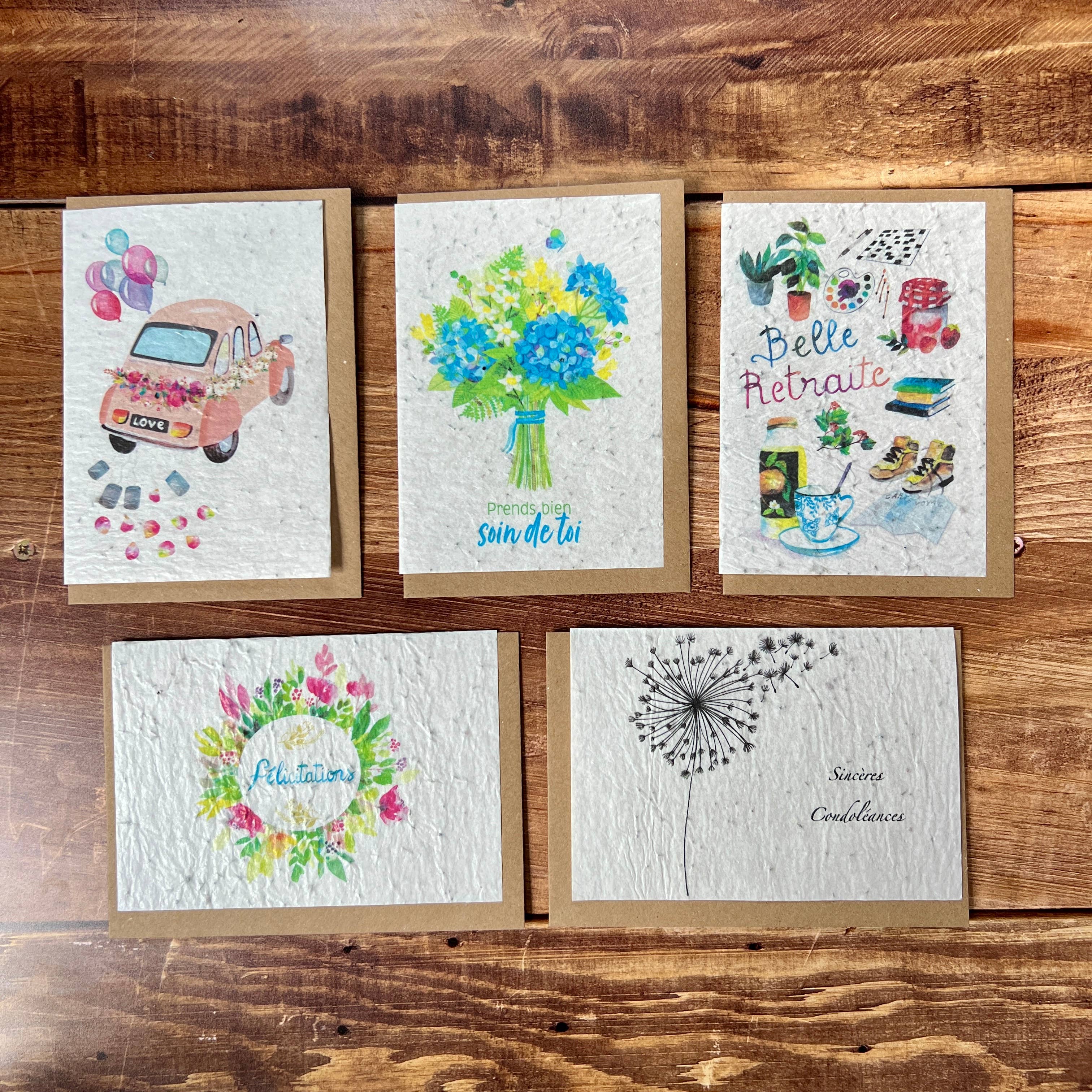 Les cartes de Lulu - Wholesale Gewone wenskaart - Plantbare kaarten voor bruiloft, geboorte, pensioen, condoleance...1