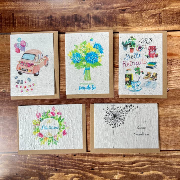 Les cartes de Lulu - Wholesale Gewone wenskaart - Plantbare kaarten voor bruiloft, geboorte, pensioen, condoleance...1