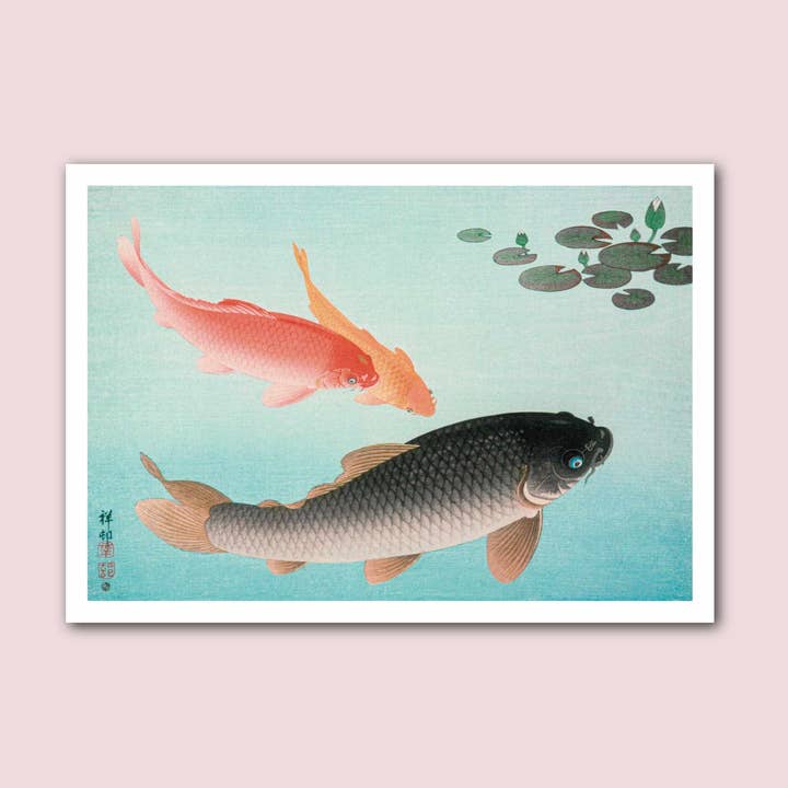 Holland Road Prints – wholesale Art print – Golden Carp Ohara Koson Vintage Japanese Print0