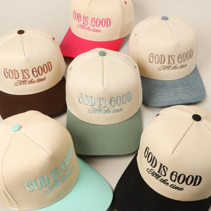 Fashion City - Wholesale Trucker Hat - Unisex - God Is Good All The Time Embroidery Trucker Hat