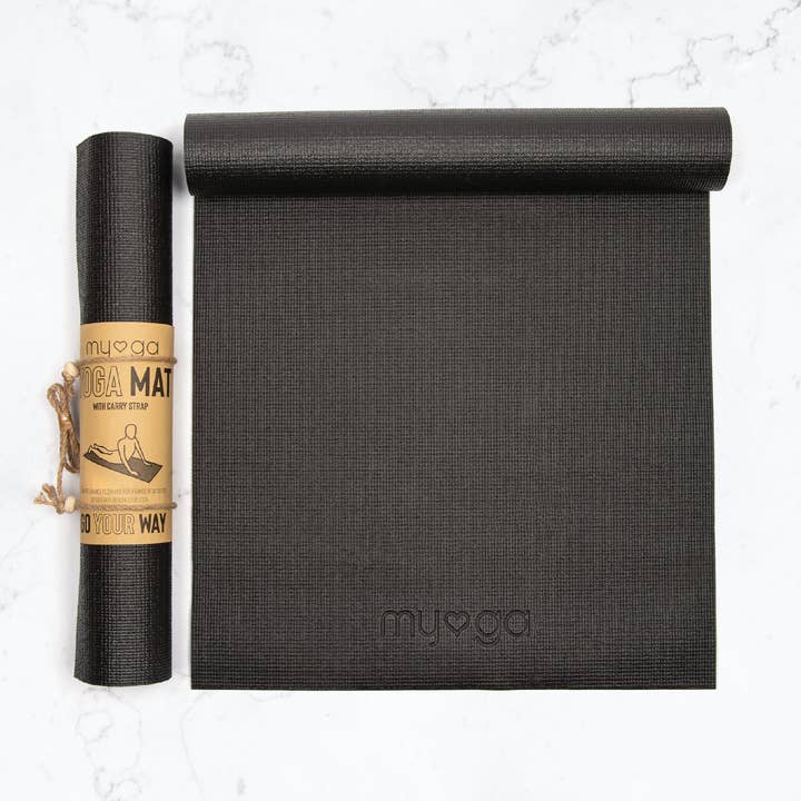 Tapis de yoga - noir - Tapis d'exercice antidérapant pour le yoga et le fitness pour la vente par Myga Europe