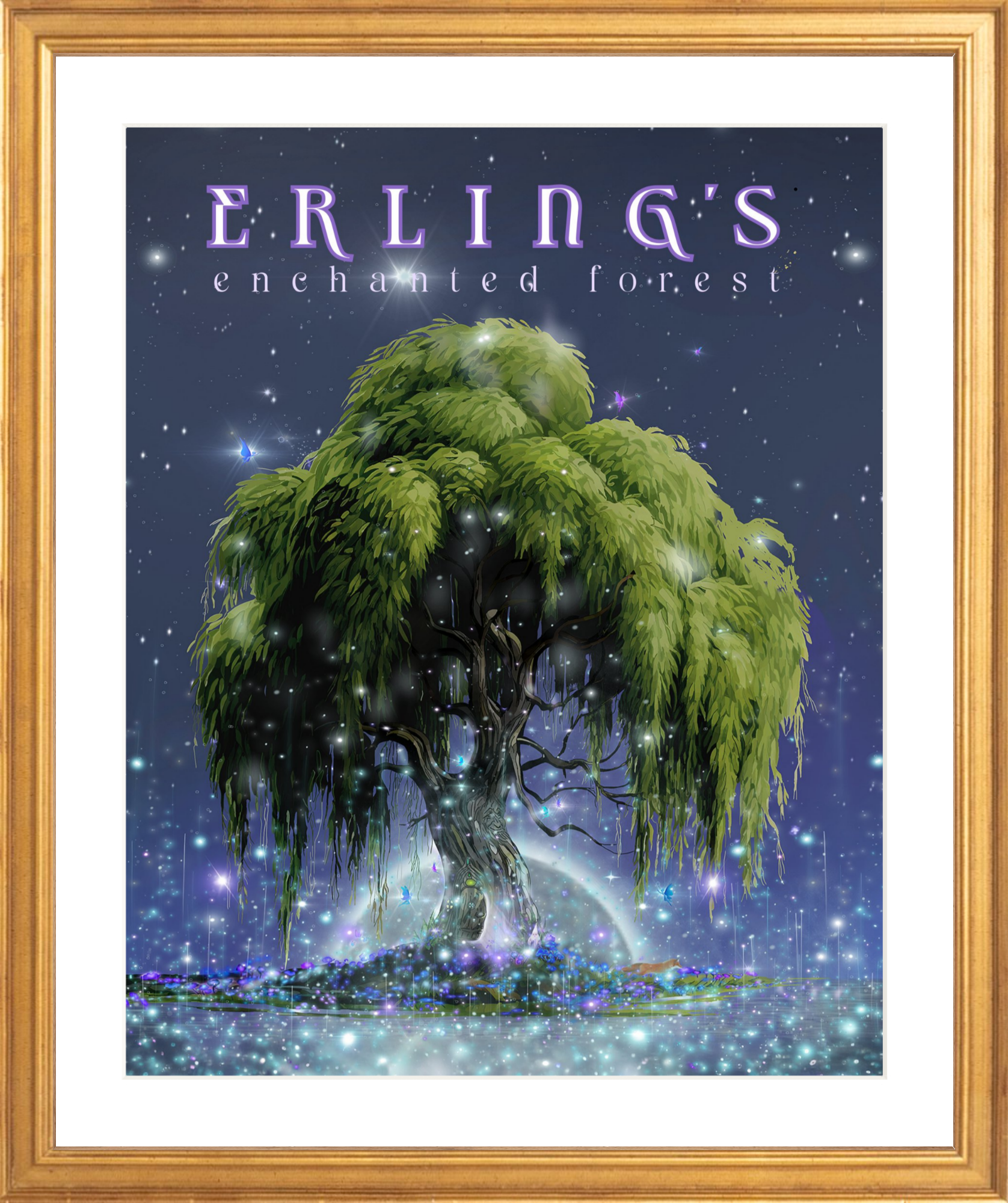 Erling's Enchanted Forest – wholesale Väggdekor - Barn och baby – Erlings förtrollade skog - TWILIGHT Inramad tryck9