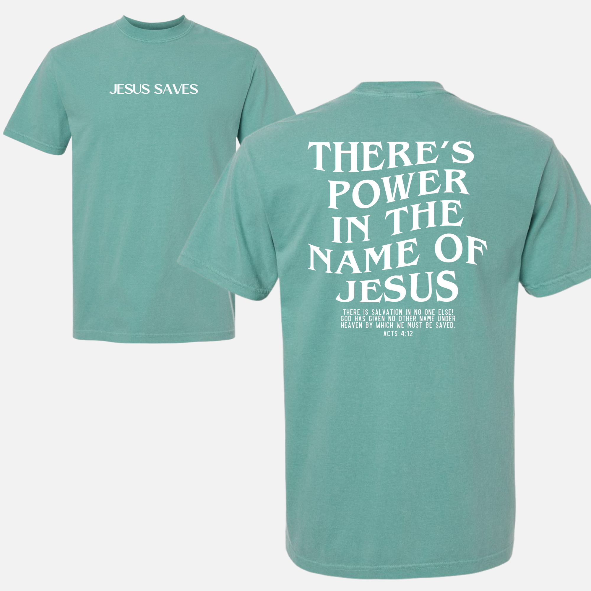 Faith & Life Christian Brands - Vente T-shirt sérigraphié – femme - Jésus sauve la puissance au nom de Jésus T-shirt chrétien unisexe11