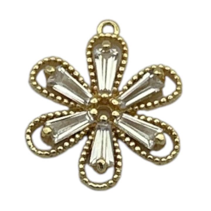 Sunflower Charm with CZ Baguettes for wholesale by Parker J Jewelry & Charm Bar