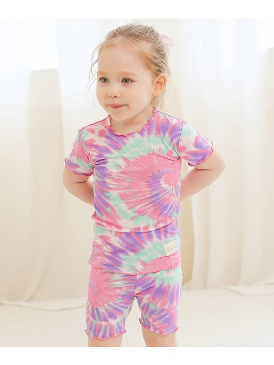 Bamboo Tie Dyeing Purple Pink Short Sleeve PJs for wholesale on Faire