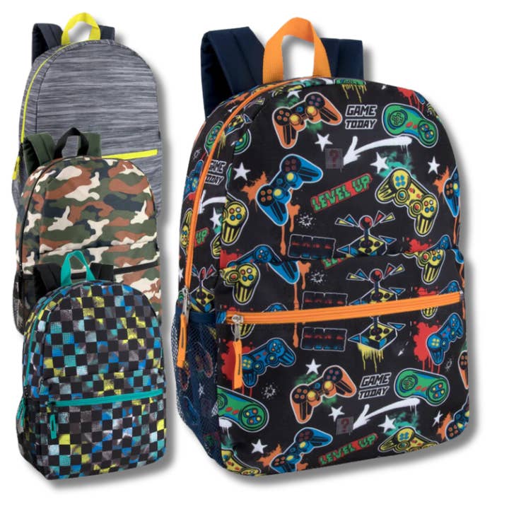 JSBlueRidge Toys – wholesale Backpack – Child – 17'' Printed Backpack with Side Mesh Pockets- Assorted2