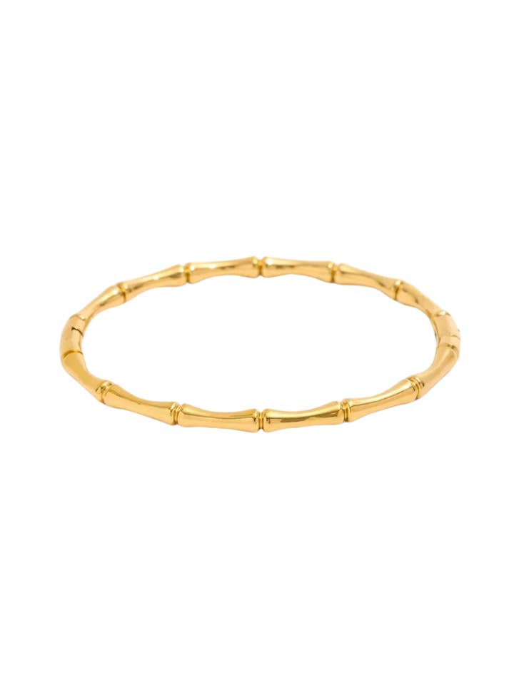 Bailey Gold Bamboo Bangle Bracelet Hypoallergenic Water Resistant for wholesale by Hjane Jewels