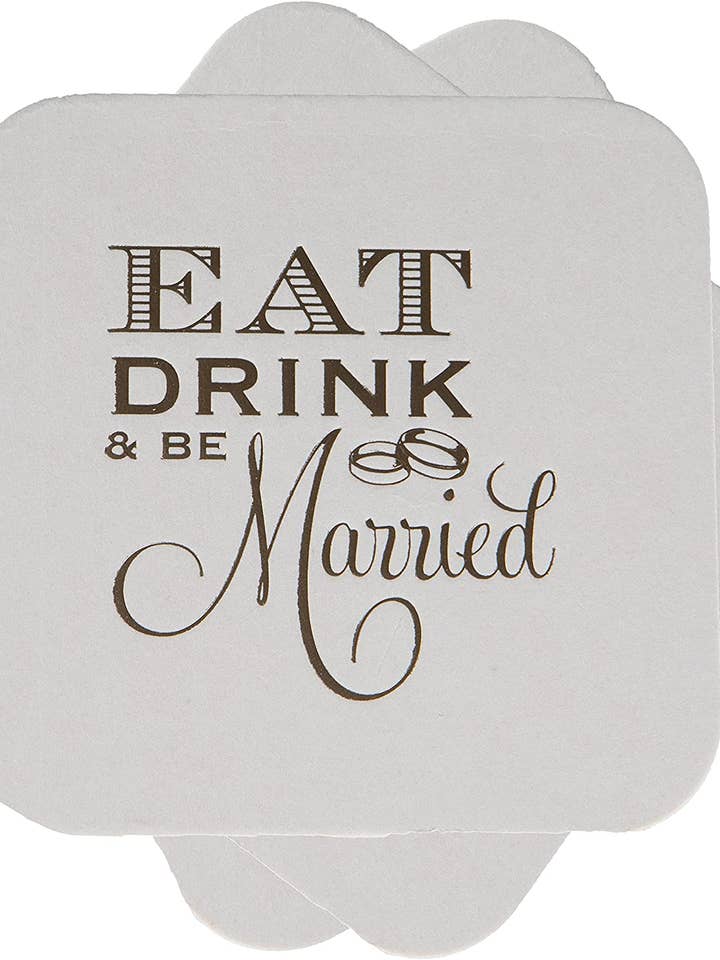 Coasters - Spis drikke og blive gift (Sæt af 12) for engroshandel hos Funky Junque