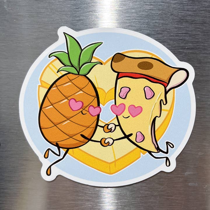 Pineapple Loves Pizza Die Cut Fridge Magnet for wholesale by Geekly Whimsical