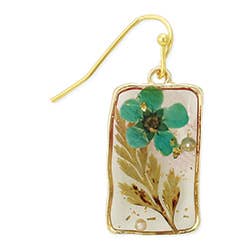 ZAD - Wholesale Dangle earrings - Cottage Turquoise Dried Flower Rectangle Earrings2