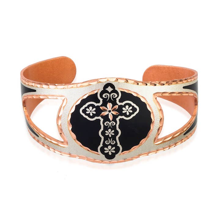 COPPER ARTS INC. - Wholesale Cuff Bracelet - BSR 99 Cut Out  Cross Bracelet0