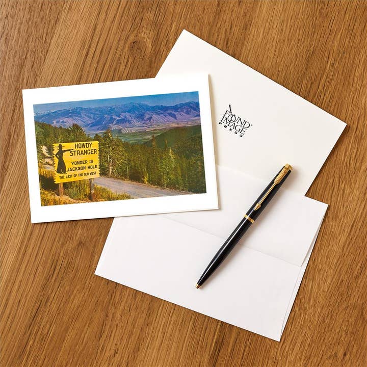 Found Image Press - Wholesale Stationery/Notecard Set - Greeting Card WY-51 Howdy Stranger, Sign for Jackson Hole, W1