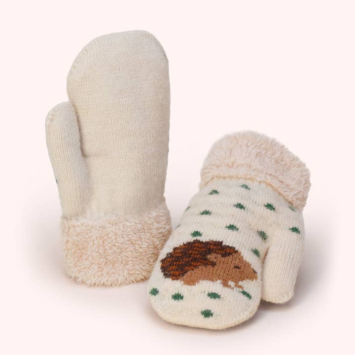 *Pre-Order AW26* Kid's Hedgehog Mittens in Cream for wholesale by Powder Design inc - US