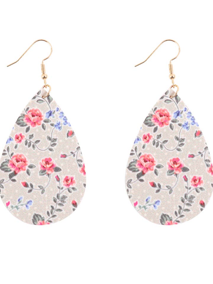 Boucles d'oreilles en forme de poire à imprimé floral pour la vente par MYS Wholesale Inc