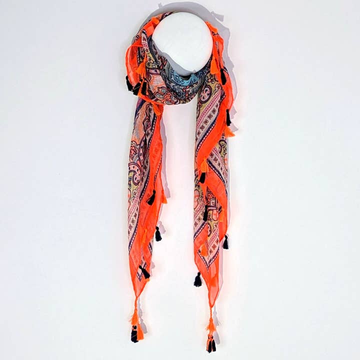 Tempest Designs - Wholesale Scarf - Women's - Indian inspired print scarf with tassels