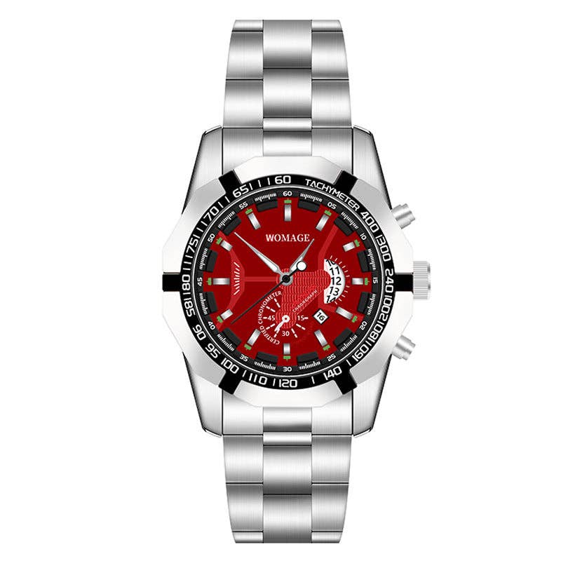 WoodWristCo - Wholesale Polshorloge - Heren - Stalen Business Calendar Sport Quartz herenhorloge met grote wijzerplaat5