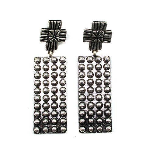 Westerse Rechthoekige Kruis Hanger Oorbel voor wholesale door Snowing West