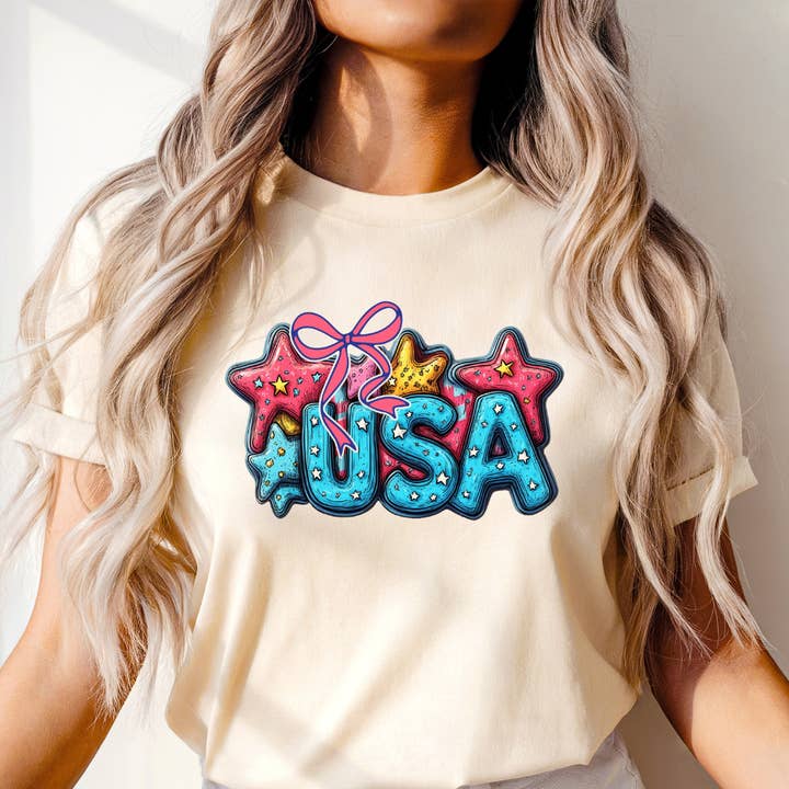 T-shirt graphique USA 4 juillet pour la vente par Happy Mail Wholesale