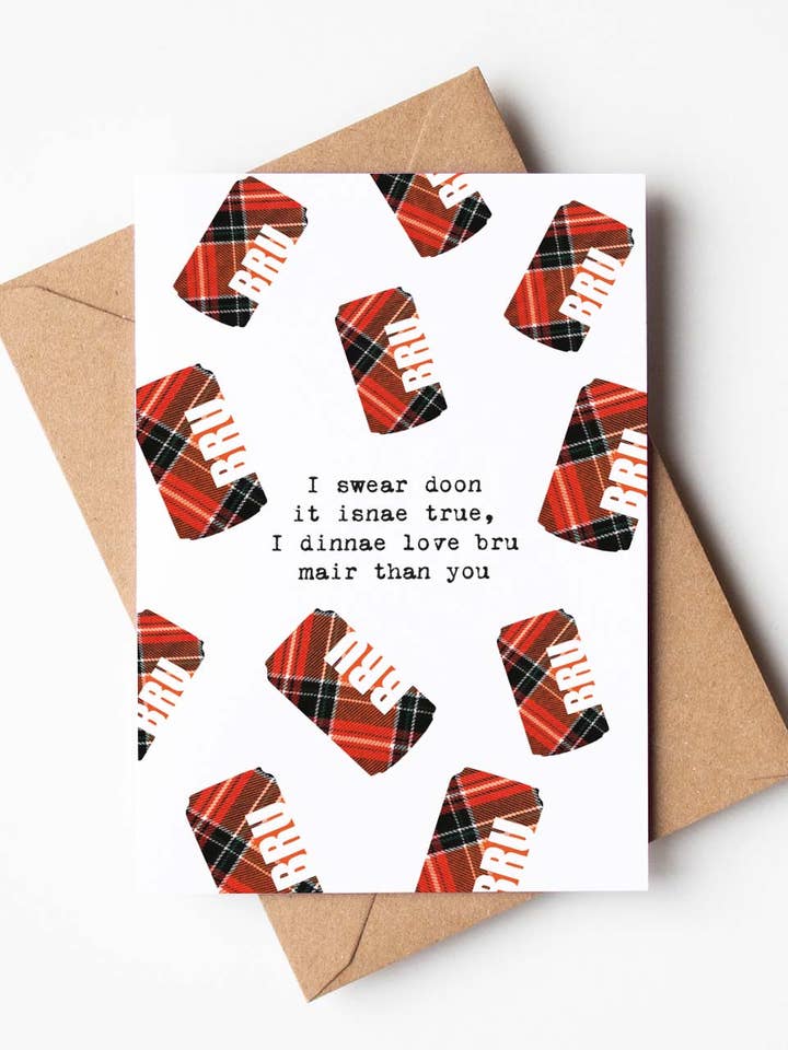 I Love Bru Scottish Greeting Card for wholesale by Hiya Pal
